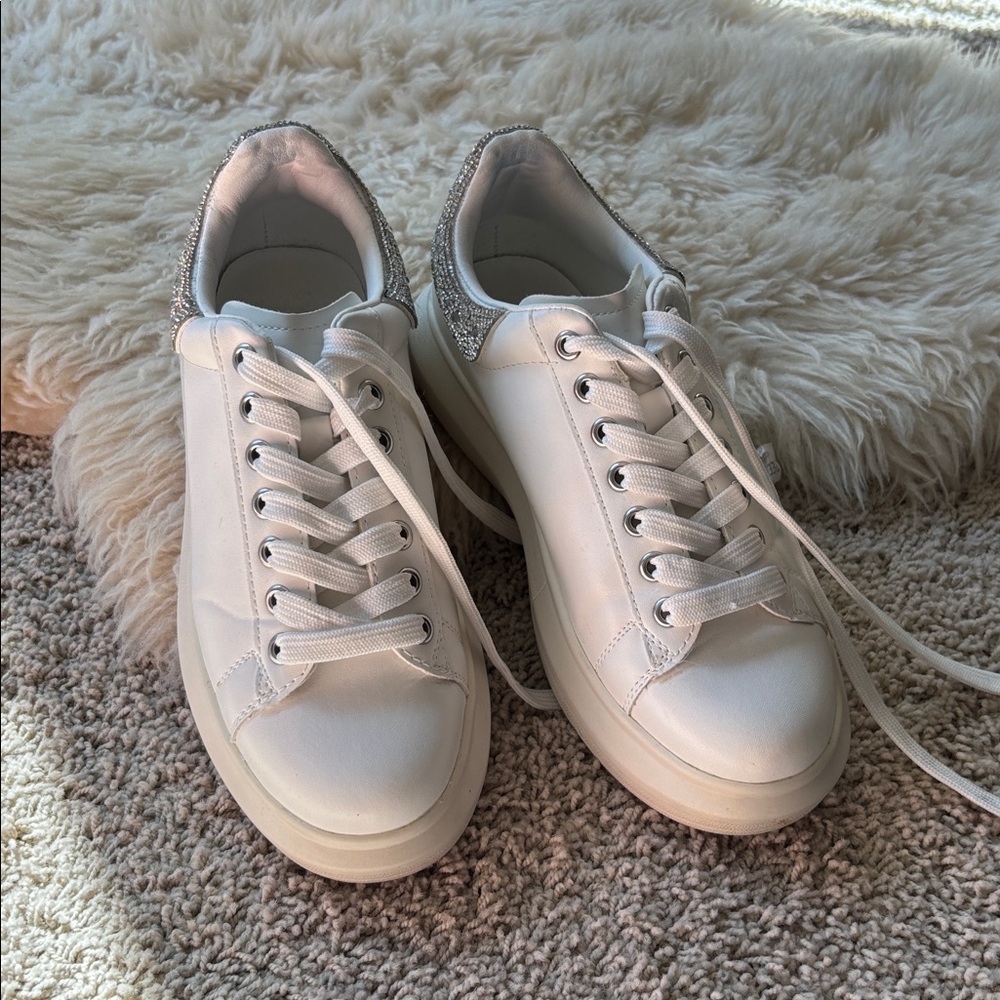 Steve Madden White Sneakers with Silver Details